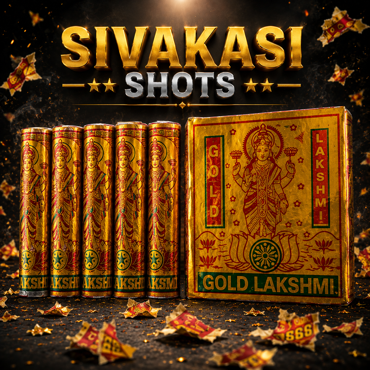4" DLX Gold Lakshmi (5 Pcs)