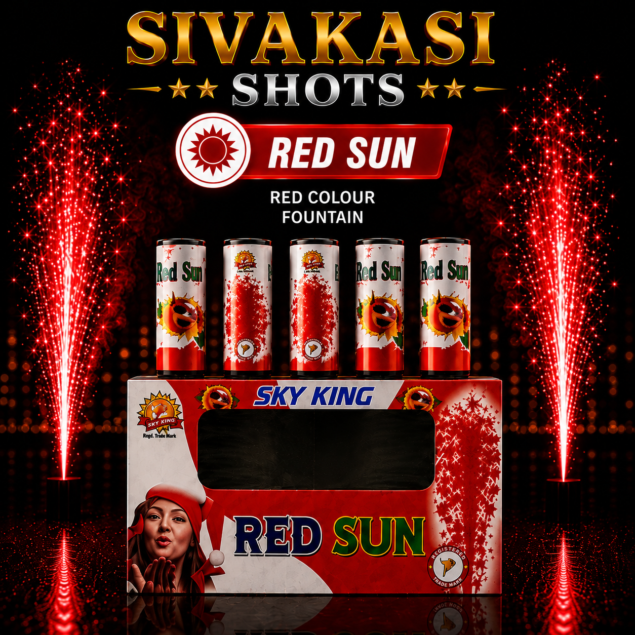 RED Sun Sky King Fountain (5 Pcs)